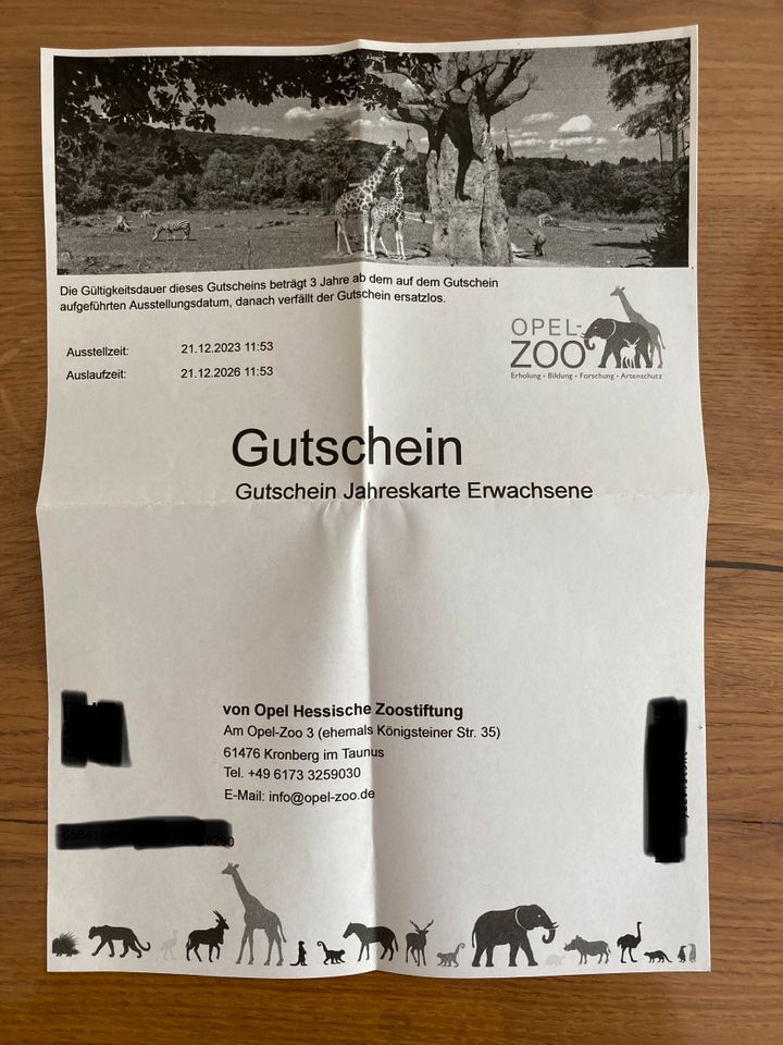 Gutschein Opelzoo Jahreskarte in Schwalbach a. Taunus