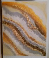 Epoxidbild Geode Wandbild Resinkunst weiß gold. Münster (Westfalen) - Albachten Vorschau