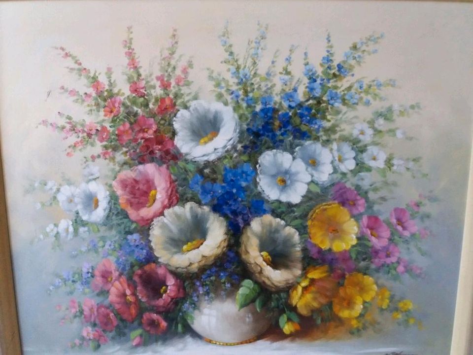 Ölgemälde mit Blumen von W.Felzmann in Drebach