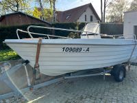 Angelboot/ Motorboot mit Trailer 15 PS Außenborder zugelassen Brandenburg - Birkenwerder Vorschau