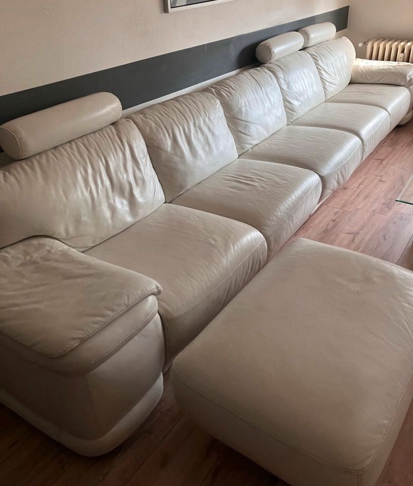 Ledercouch Wohnzimmer Sofa Sitzgarnitur Couch weiß in Oberhausen
