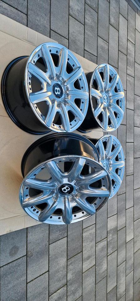 Chrom Bentley Mulliner 9x 19 Zoll et41 5x112 vw Audi Felgen 3w0 in Rodewisch