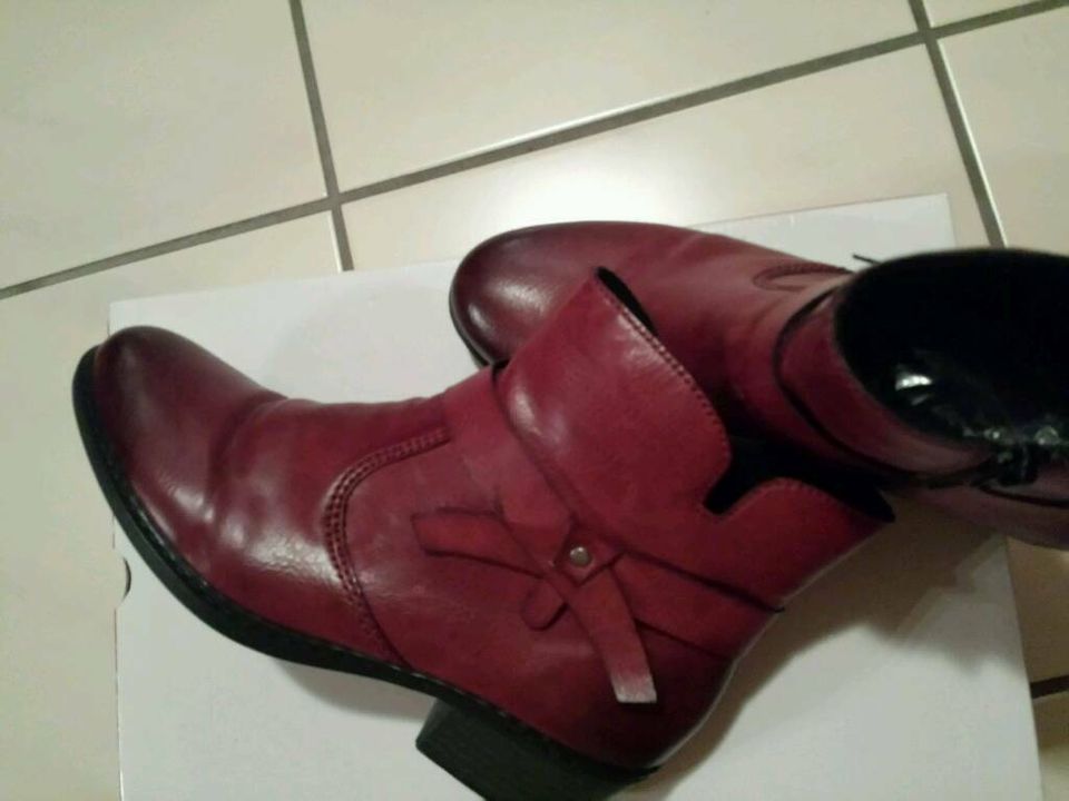 *Reserviert*Rieker Stiefeletten burgunder-bordeaux Rot,Gr.39,Neuw in Riegelsberg