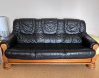 Vintage Echtleder Couch 3 Sitzer Echtholz schwarz glänzend Sofa Rheinland-Pfalz - Ramstein-Miesenbach Vorschau