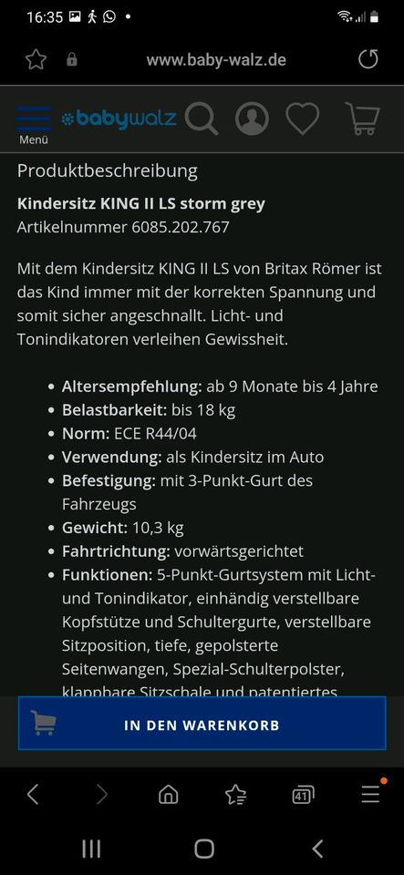 Britax Römer King II LS in Zerbst (Anhalt)