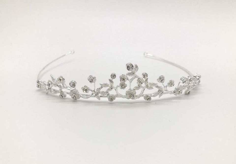 Diadem versilbert nickelfrei Strass Krone Haarschmuck in Meckenbeuren