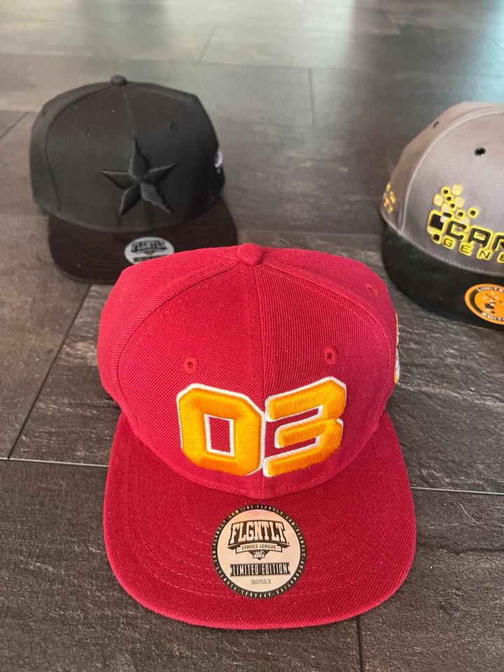 FLGNTLT Snapbacks 4 Stück Caps + limitierte Carbon Genetics Cap in Arberg