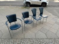 4 blaue elegante Sessel Stühle Chairs Chrome Mitte - Tiergarten Vorschau