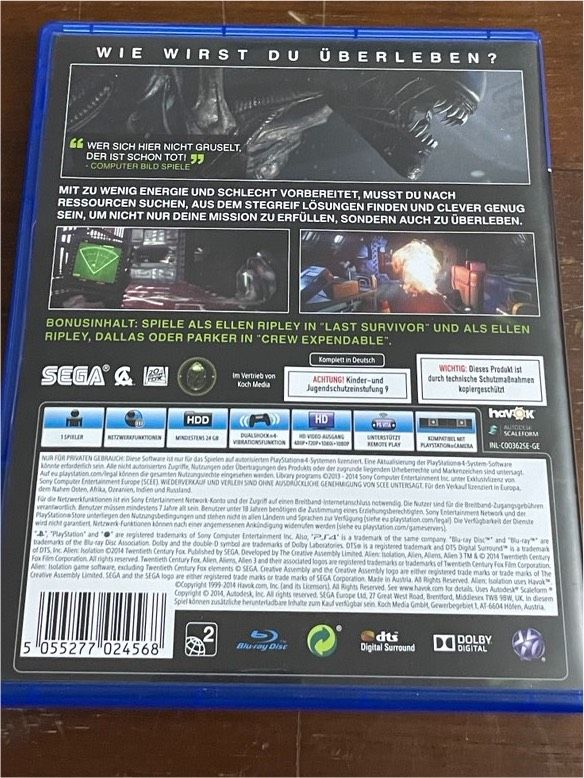 Alien Isolation, PS 4 Spiel in Bodenfelde