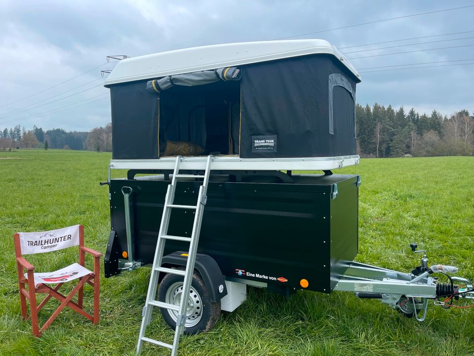 Offroad-Camping-Anhänger, mit Dachzelt Verkauf und Vermietung in Rosenheim u. Wasserburg, Pfaffing, München, Kofferanhänger, Mini Camper, Klappdachzelt, Miete Rosenheim / Pfaffing, TPV KT EB 2 Offroad in Pfaffing