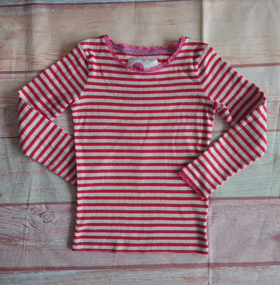 Rot-weiß-gestreiftes Pointelle-Shirt (Mini Boden) / Gr. 128 in Berlin