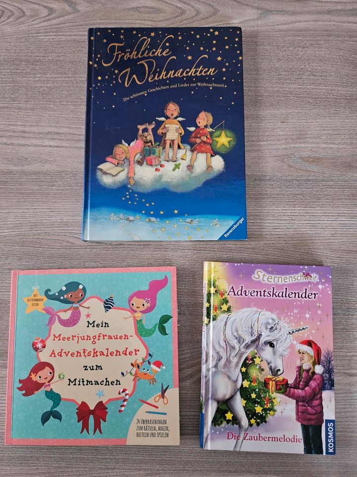 3 Bücher, Weihnachten und Adventskalender zum Malen/Basteln in Freising