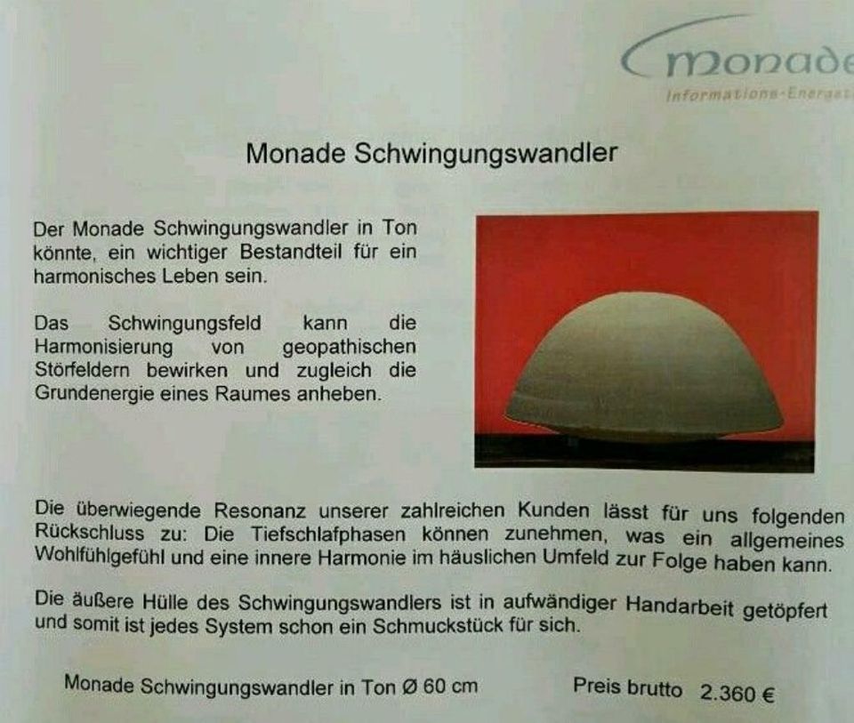Schwingungswandler Tensor Fa. Monade 60 cm, top Zustand in Frammersbach