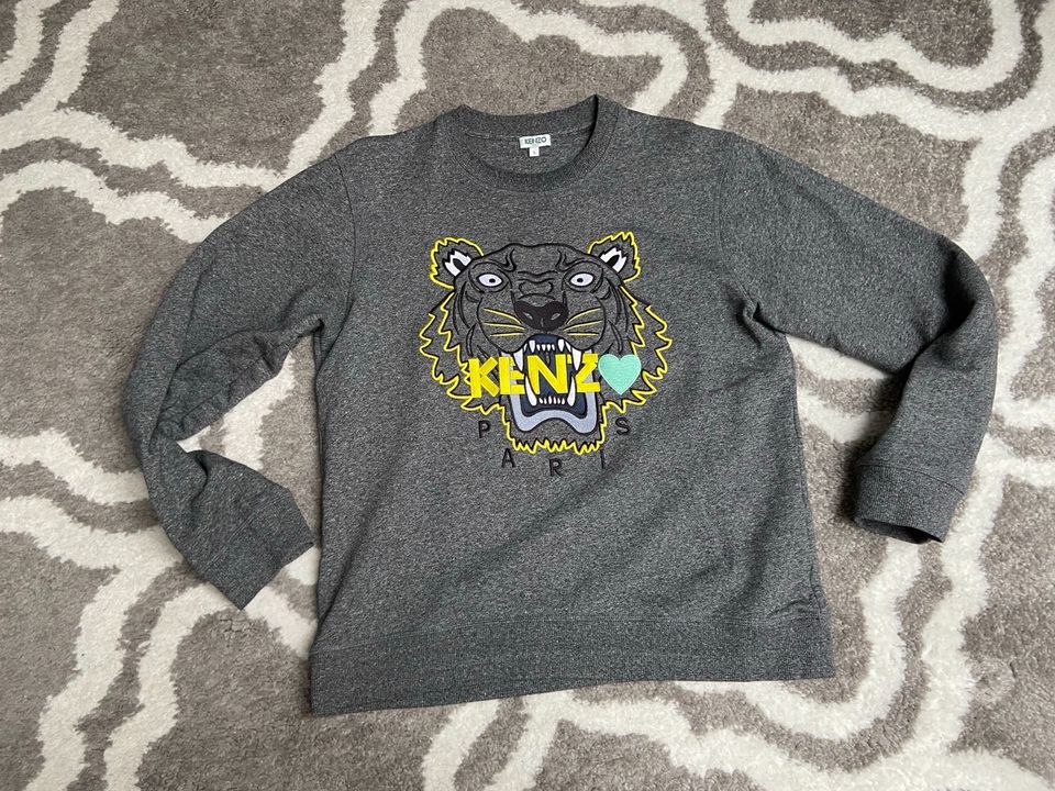 ORIGINAL! Kenzo Sweatshirt Herren Grau Tiger Neon in Düren