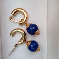 Ohrringe Clips 18K vergoldet italienisches Design blauer Stein München - Au-Haidhausen Vorschau