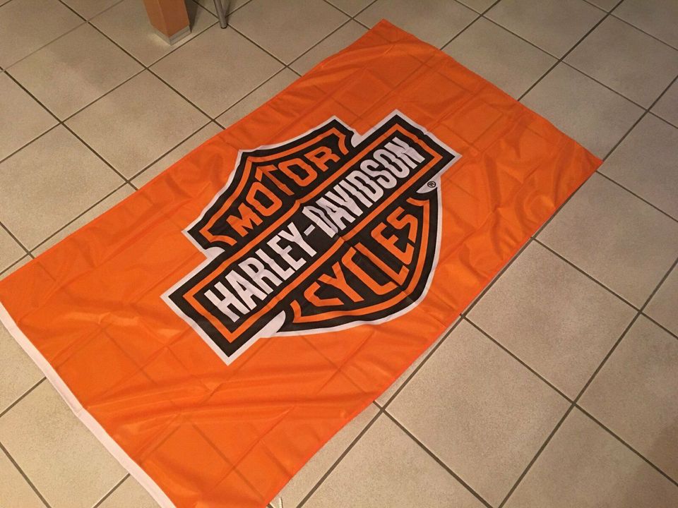 HARLEY DAVIDSON FLAGGE 150 x 85 CM ORANGE - SCHWARZ NEU ORIGINAL in Florstadt