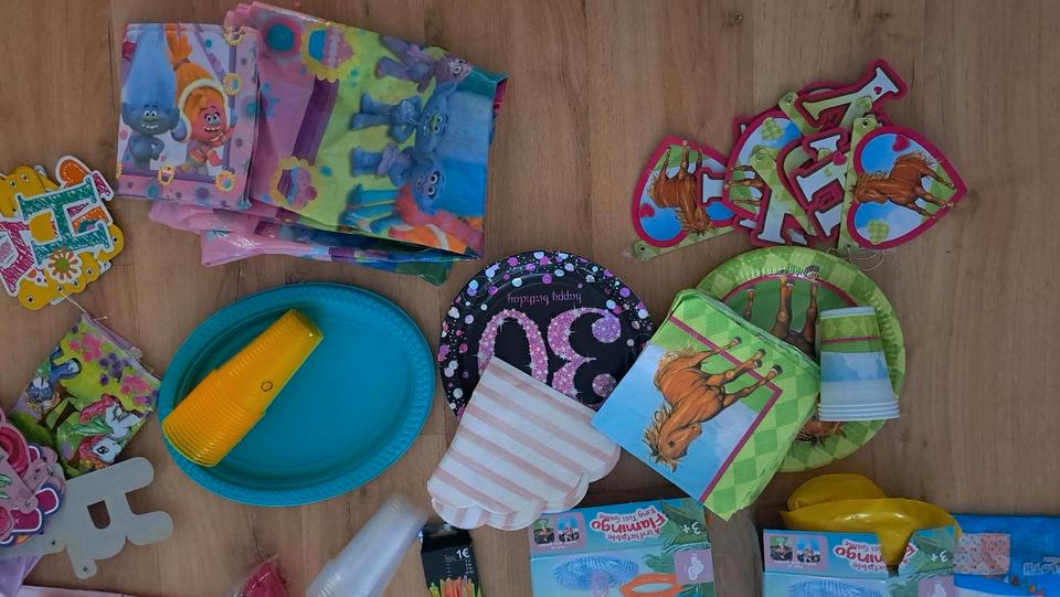 Geburtstags Set Paket Flamingo Trolls Filly Pferde Girlande in Hamburg