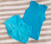 Top Shirt kurze Hose Shorty Shorts Gr 36/38 hellblau türkis Sachsen - Frohburg Vorschau