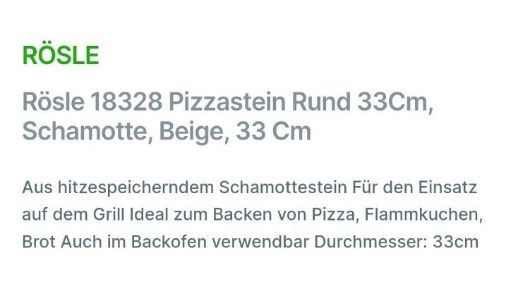 2 x Pizzastein rund* Rösle*Schamott* 33cm in Mönchengladbach