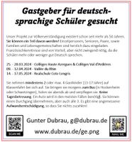 Dringend Gasteltern (nur 3 Nächte) für deutschspr. Schüler ges. Baden-Württemberg - Hockenheim Vorschau