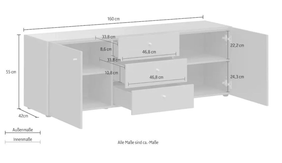 GERMANIA Sideboard Schrank TV-Schrank, Breite 160 cm in Nordrhein-Westfalen  - Beelen | eBay Kleinanzeigen ist jetzt Kleinanzeigen
