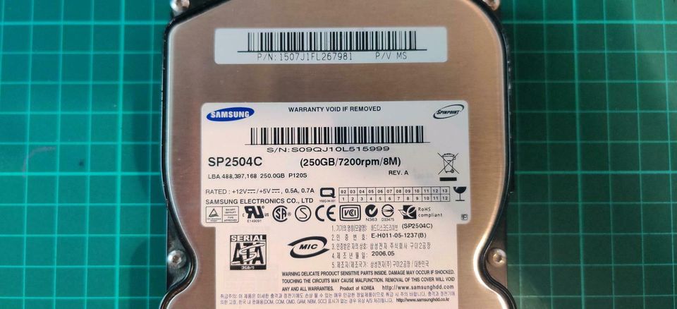 Festplatte Samsung 3,5" 250GB 7.200 RPM 8M RAM in Panketal