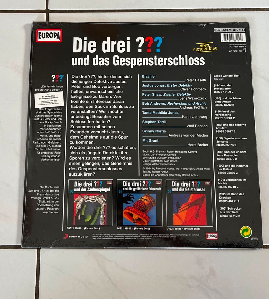 Die drei ??? und das Gespensterschloss Vinyl Picture Disc LP OVP in Aspach