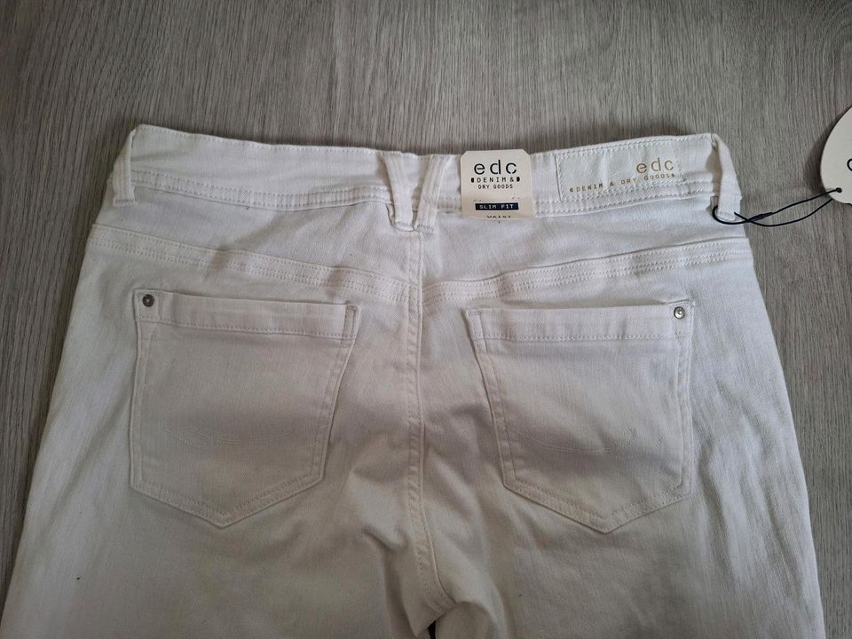 Jeans Jeanshose Denim weiß Größe W 29 Länge 7/8 von EDC Esprit in Staudt
