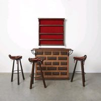 Mid century Vintage Spanische bar mit 6 Barhocker + Flaschenregal Berlin - Zehlendorf Vorschau