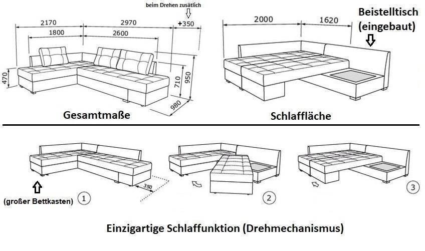 ECKCOUCH MIT SCHLAFFUNKTION XXL BETTKASTEN GROß ECKCOUCH NEU in Planegg