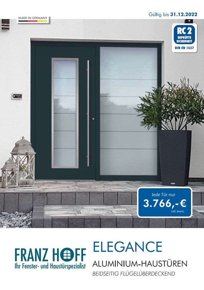 Aluminium-Haustüren ,,Elegance" beidseitig Flügelüberdeckend RC-2 in Werl