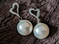 Ohrringe Perlen silber mit Steinchen besetzt - Herzform Brandenburg - Potsdam Vorschau