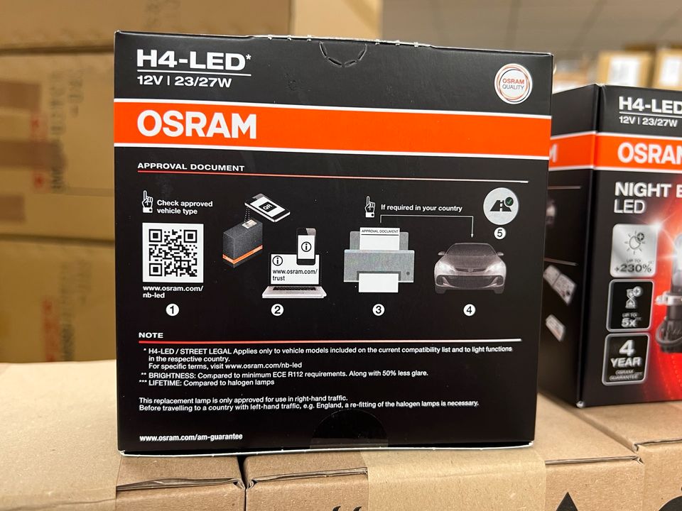 Osram LED H4 NIGHT BREAKER LED-Nachrüstlampe +230% mehr Licht 2ST in Calden