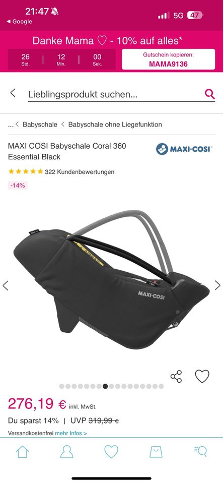Maxi Cosi Coral 360 Essential Black in Bochum