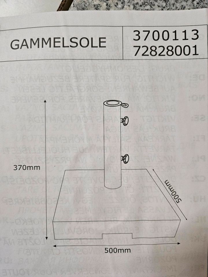 Sonnenschirmfuß Neu und original Verpackung in Bestwig