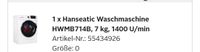 Waschmaschine  von Hanseatic Nordrhein-Westfalen - Werdohl Vorschau