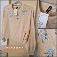 Pullover Feinsteick Bestickt Hellgelb Blumen H&M Gr. S 36 Hessen - Hofheim am Taunus Vorschau