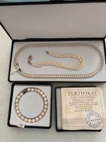 Kette + 2 Armbänder Perlen  Süßwasserzuchtperlen Verschluß Silber Sachsen - Erlau Vorschau
