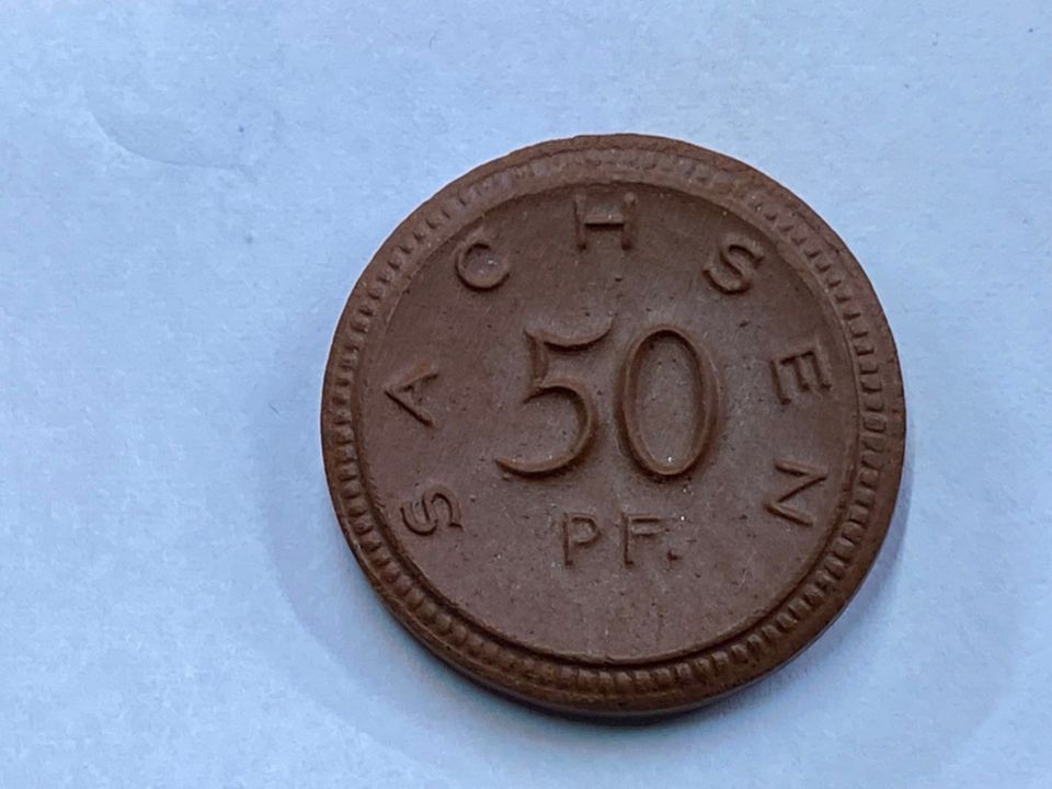 Weimar Repuplik 50 Pfennig 1921 Sachsen NOTGELD Porzellan in Bordesholm