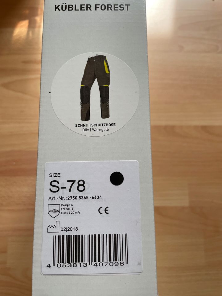 KÜBLER Forest Schnittschutzhose Gr. S-78 NEU in Geesthacht