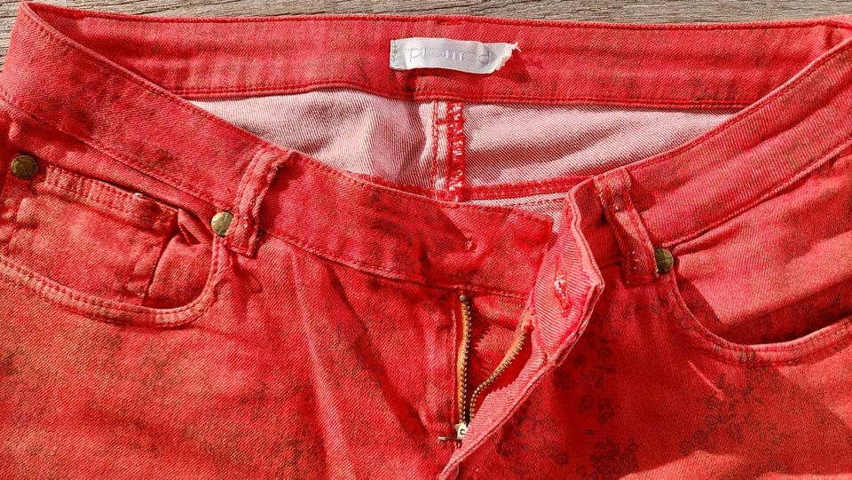 Jeans rot mit Blumenprint Mottotage in Gladbeck