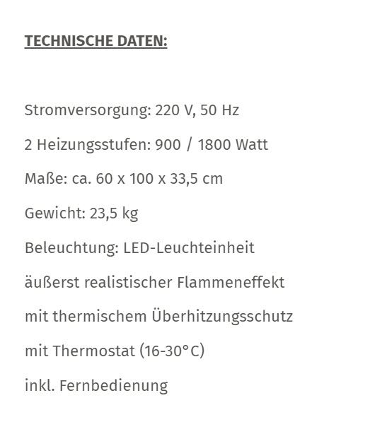 Elektrokamin El Fuego Wien II - Kamin / Garantie - OVP - Rechnung in Halle