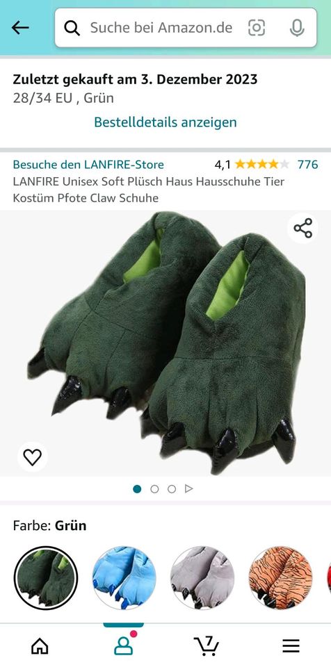 LANFIRE Unisex Soft Plüsch Haus Hausschuhe Tier Pfote tatze in Löningen