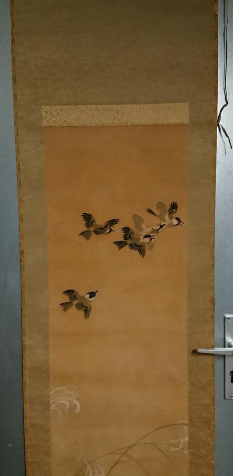 Japanisches Rollbild - Spatzen und Blüten *antik vintage japandi in Seevetal