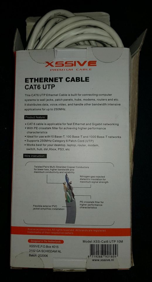 10 Meter Ethernet Kabel ; Cat6 UTP von XSSIVE in Hamburg