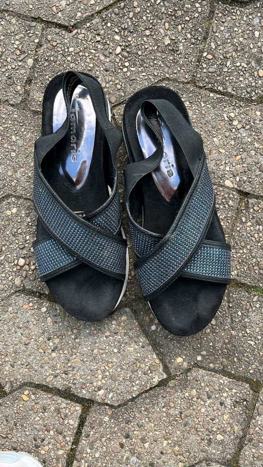 Tamaris Sommer Sandalen, schwarz silber Strass Gr.40, Top Zust in Saarbrücken