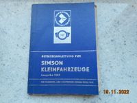 Betriebsanleitung Simson Kleinfahrzeuge Ausgabe 1968 Niedersachsen - Upgant-Schott Vorschau