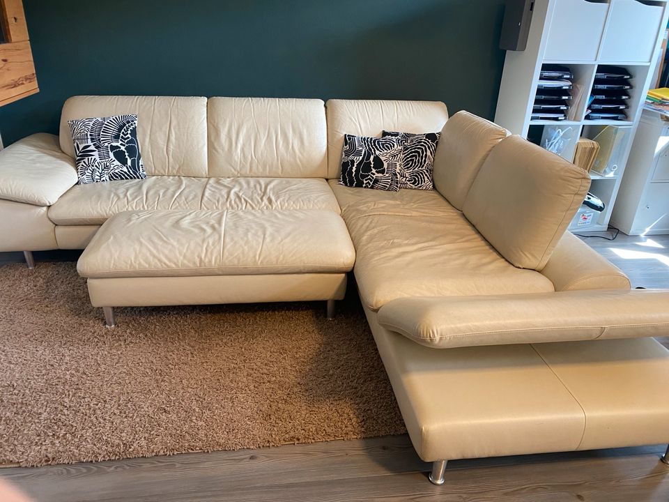Wohnlandschaft Sofa Couch L 240x380 Beige Leder in Dresden