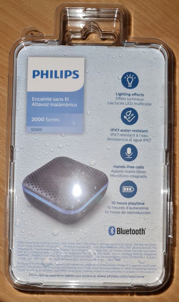Philips Audio Bluetooth Lautsprecher S2505 / LED / Wasserdicht in Neuss