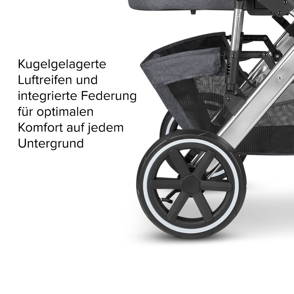 ABC-Design Salsa 4 Air - 4in1 Kinderwagen-Set - Asphalt - inkl. Babywanne + Sportsitz + Maxi-Cosi Pebble 360 Pro 2 + FamilyFix 360 Pro + XXL-Zubehörpaket - NEU in Fulda